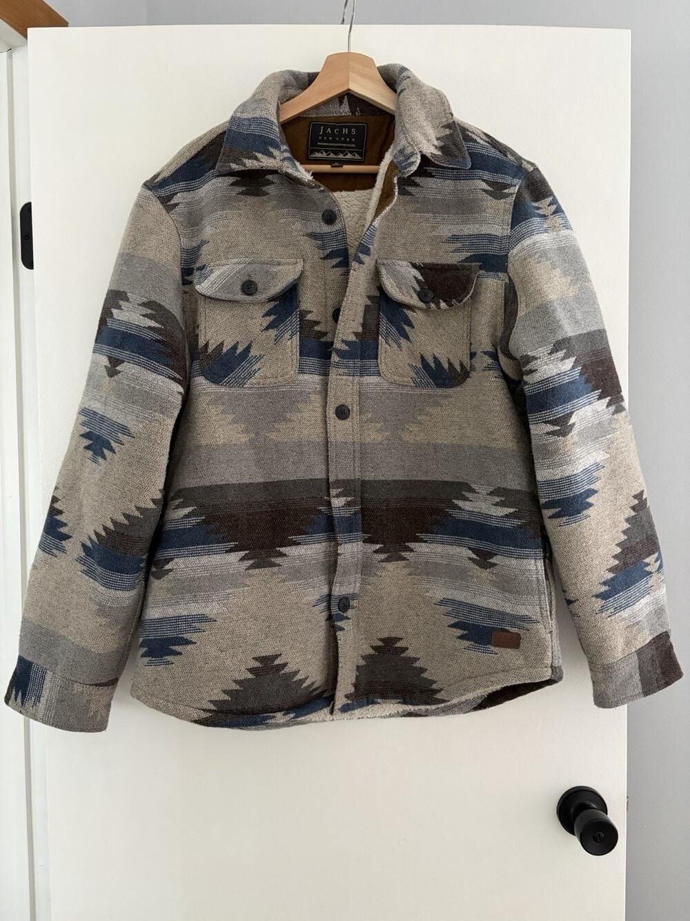 Men's Jachs New York Wool Blend Sherpa Lined Shacket Medium Aztec Cowboy Western